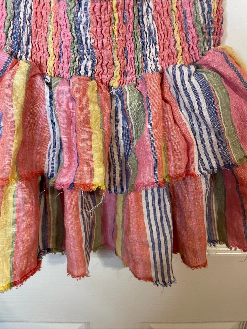 Sundays Lara Linen Mini Skirt in Multi Stripe Size XS